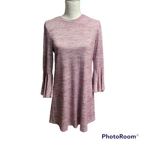 Speechless pink/white striped dress size M bell sleeves NWT